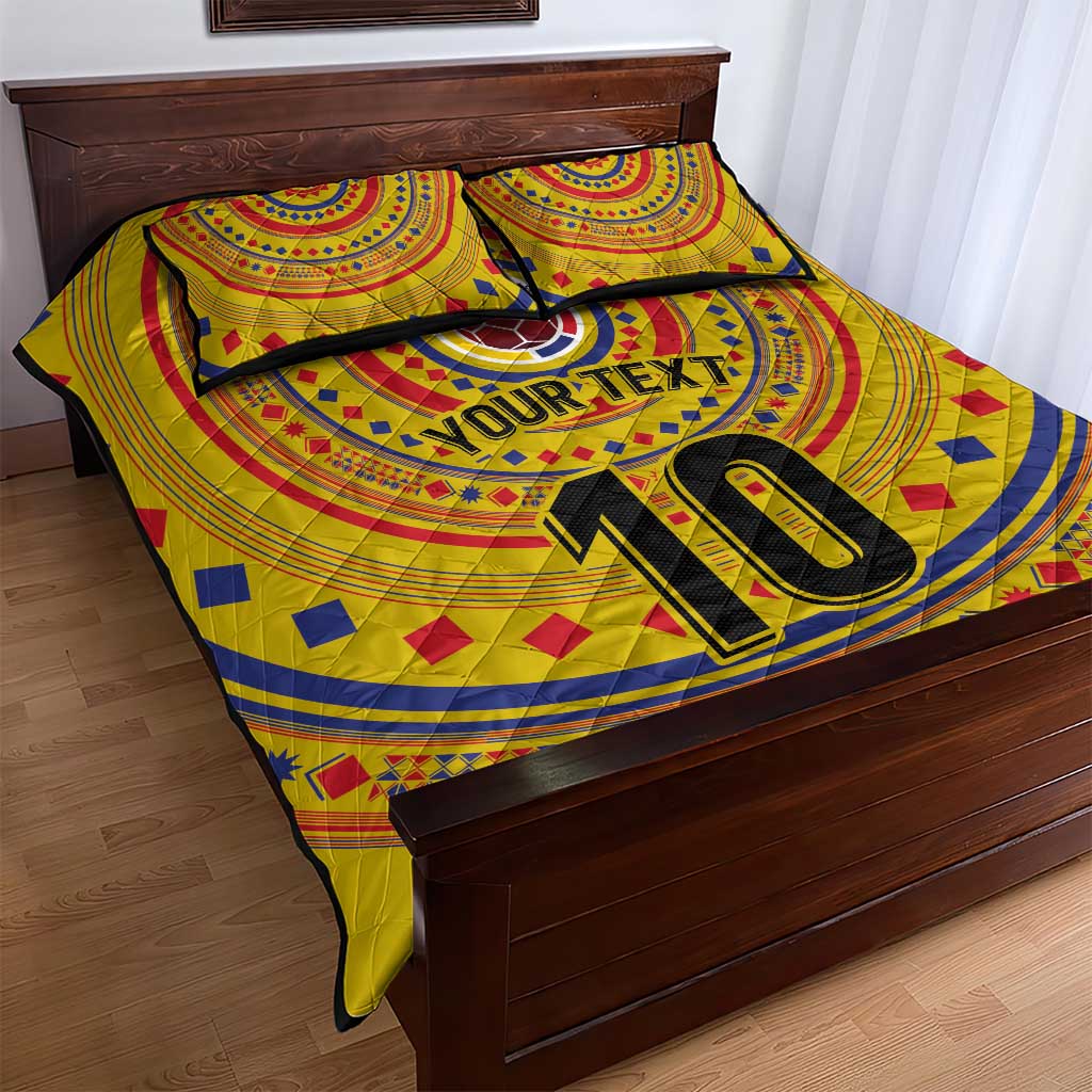 Custom Colombia Football Quilt Bed Set Sporty Vueltiao Hat