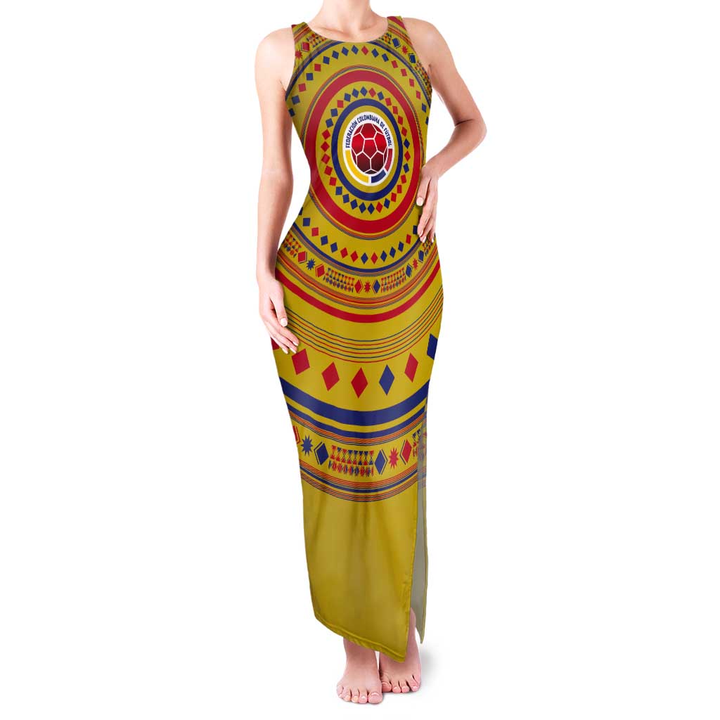 Custom Colombia Football Tank Maxi Dress Sporty Vueltiao Hat