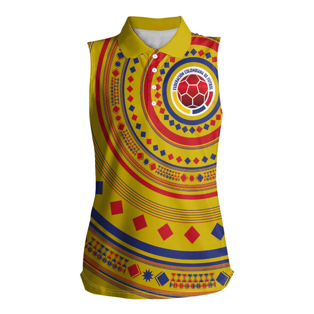 Custom Colombia Football Women Sleeveless Polo Shirt Sporty Vueltiao Hat