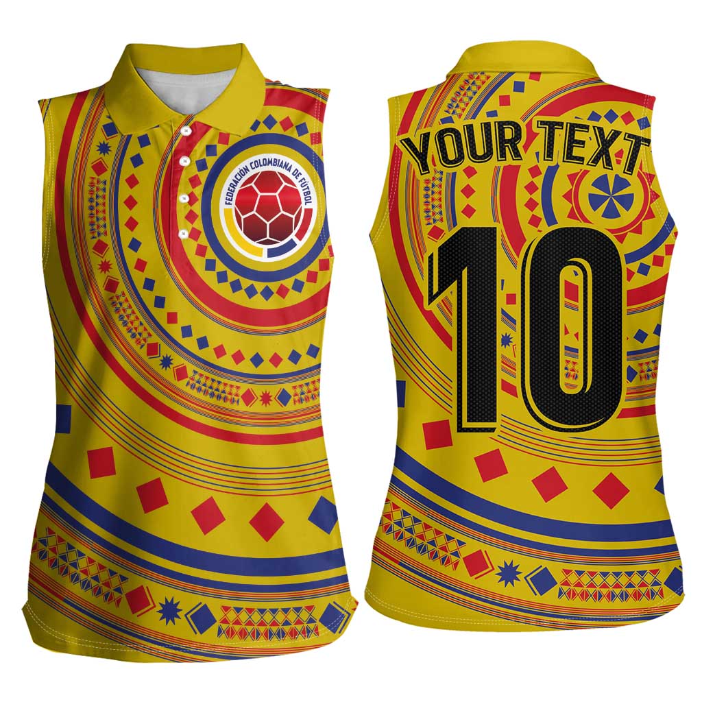 Custom Colombia Football Women Sleeveless Polo Shirt Sporty Vueltiao Hat