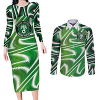 Custom Nigeria Football Couples Matching Long Sleeve Bodycon Dress and Long Sleeve Button Shirt Sporty Super Eagles