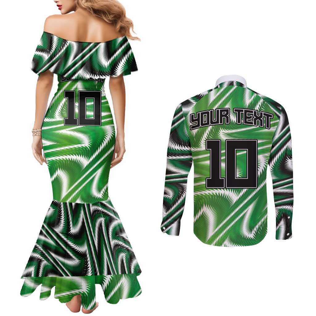 Custom Nigeria Football Couples Matching Mermaid Dress and Long Sleeve Button Shirt Sporty Super Eagles