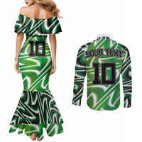 Custom Nigeria Football Couples Matching Mermaid Dress and Long Sleeve Button Shirt Sporty Super Eagles