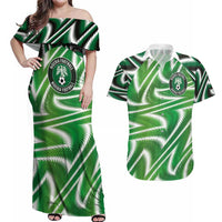 Custom Nigeria Football Couples Matching Off Shoulder Maxi Dress and Hawaiian Shirt Sporty Super Eagles