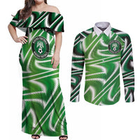 Custom Nigeria Football Couples Matching Off Shoulder Maxi Dress and Long Sleeve Button Shirt Sporty Super Eagles