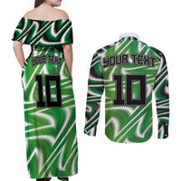 Custom Nigeria Football Couples Matching Off Shoulder Maxi Dress and Long Sleeve Button Shirt Sporty Super Eagles