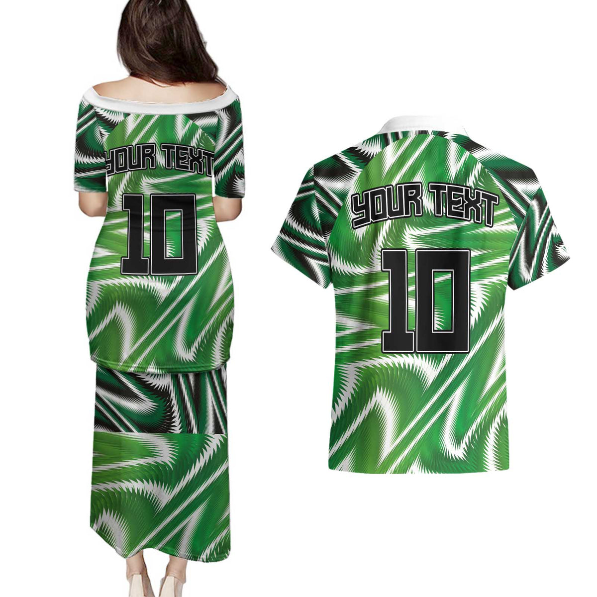 Custom Nigeria Football Couples Matching Puletasi and Hawaiian Shirt Sporty Super Eagles