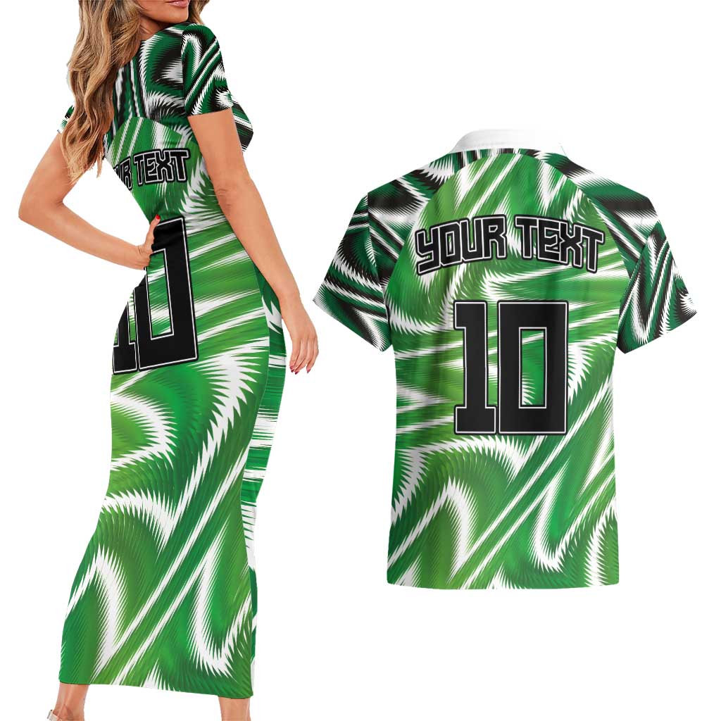 Custom Nigeria Football Couples Matching Short Sleeve Bodycon Dress and Hawaiian Shirt Sporty Super Eagles