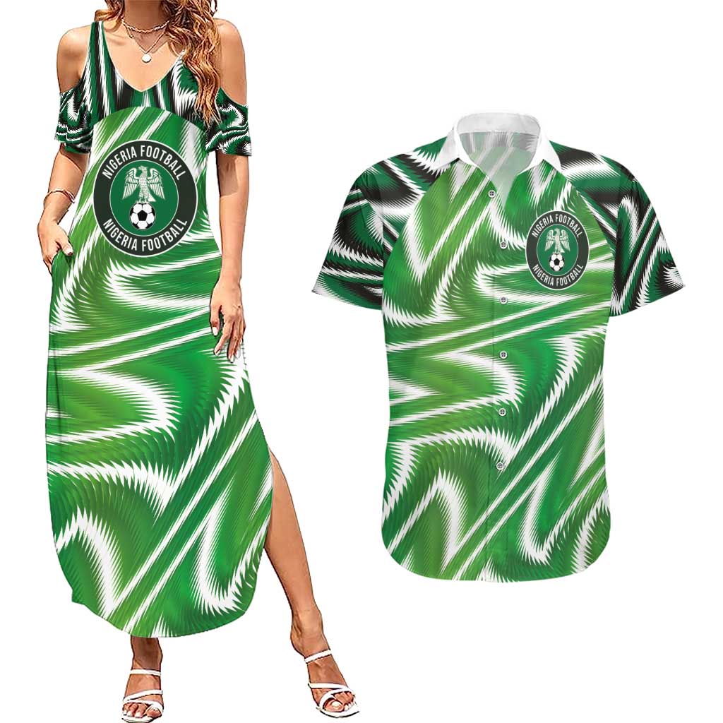 Custom Nigeria Football Couples Matching Summer Maxi Dress and Hawaiian Shirt Sporty Super Eagles