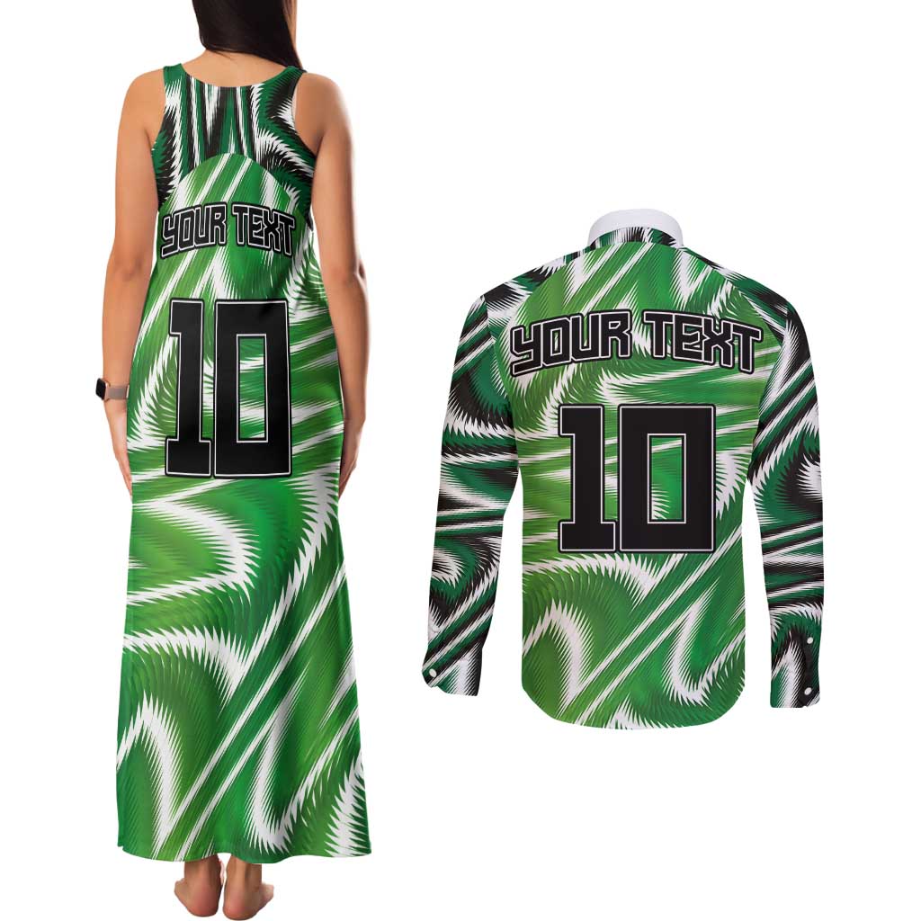 Custom Nigeria Football Couples Matching Tank Maxi Dress and Long Sleeve Button Shirt Sporty Super Eagles