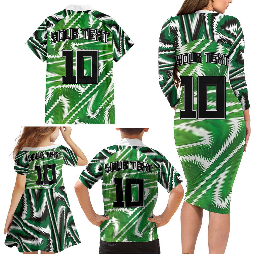 Custom Nigeria Football Family Matching Long Sleeve Bodycon Dress and Hawaiian Shirt Sporty Super Eagles