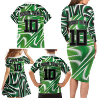 Custom Nigeria Football Family Matching Long Sleeve Bodycon Dress and Hawaiian Shirt Sporty Super Eagles
