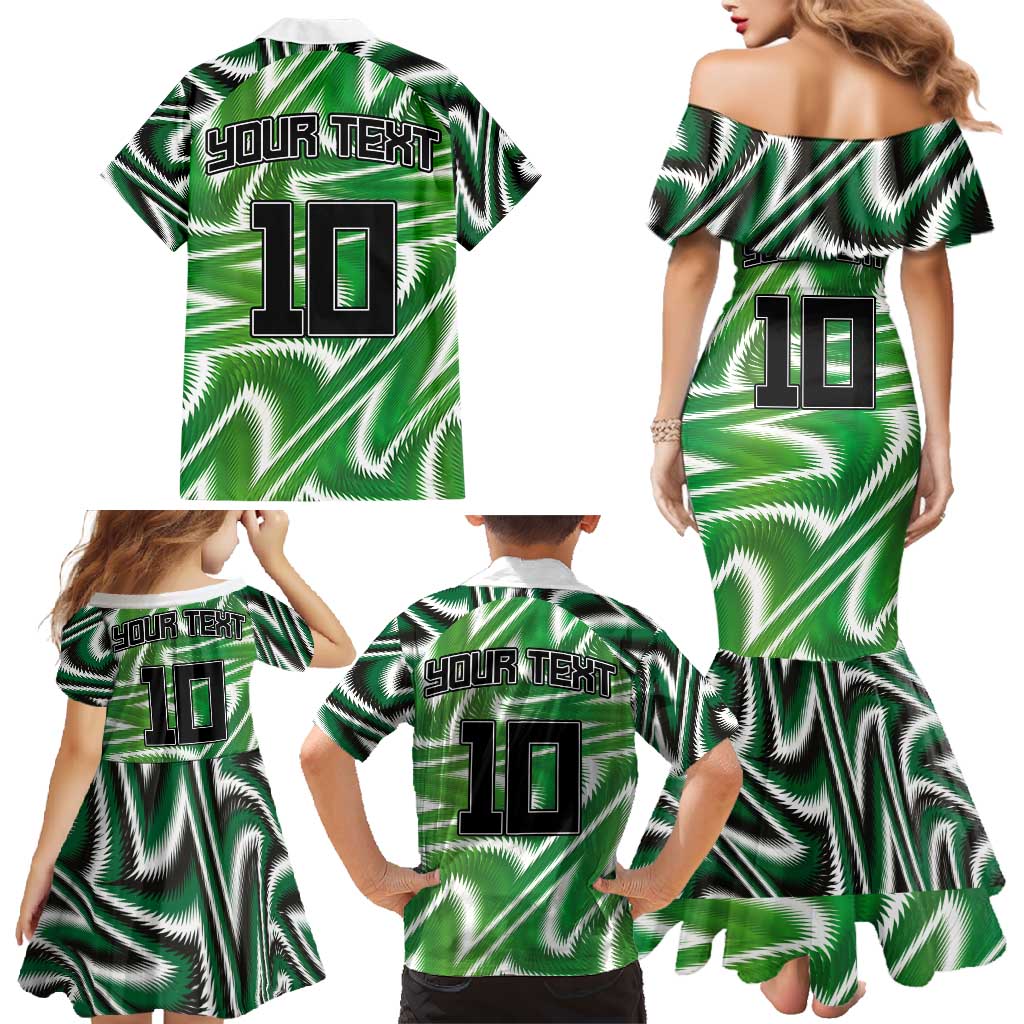 Custom Nigeria Football Family Matching Mermaid Dress and Hawaiian Shirt Sporty Super Eagles