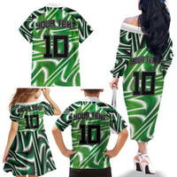 Custom Nigeria Football Family Matching Off The Shoulder Long Sleeve Dress and Hawaiian Shirt Sporty Super Eagles