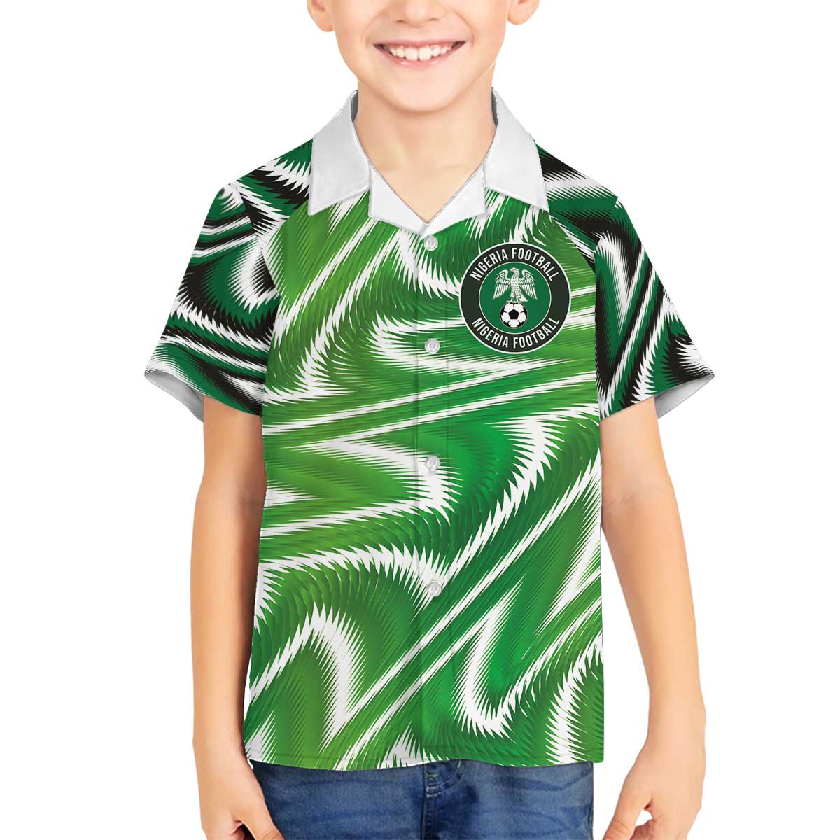 Custom Nigeria Football Family Matching Off The Shoulder Long Sleeve Dress and Hawaiian Shirt Sporty Super Eagles