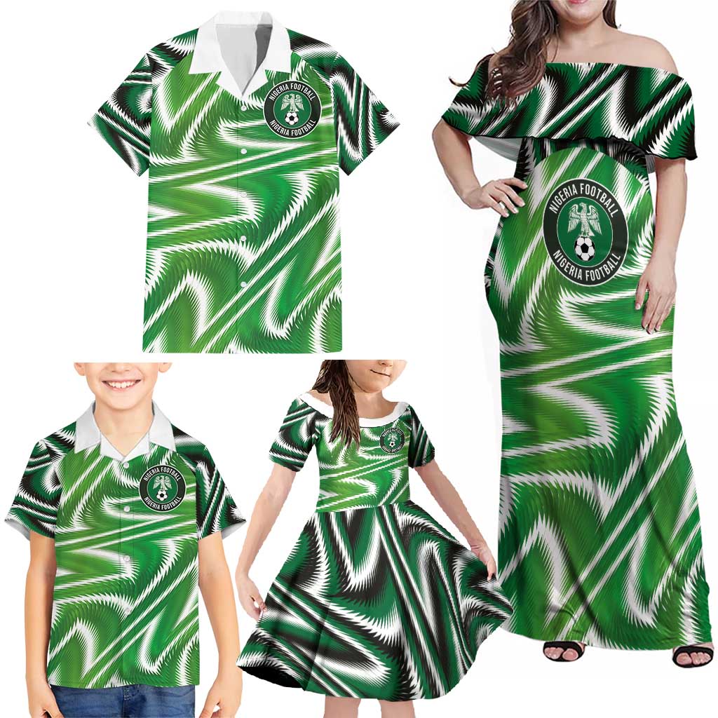 Custom Nigeria Football Family Matching Off Shoulder Maxi Dress and Hawaiian Shirt Sporty Super Eagles