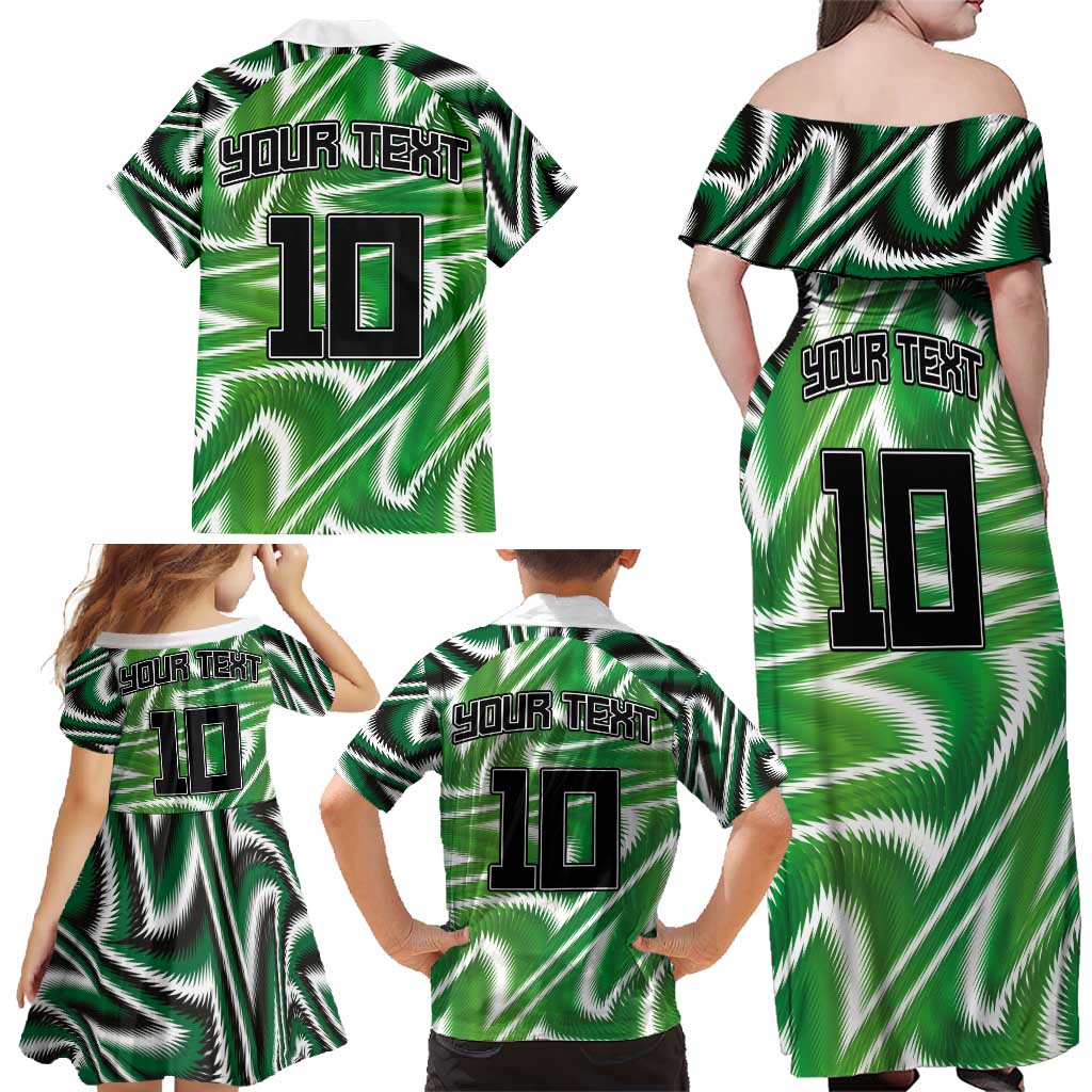 Custom Nigeria Football Family Matching Off Shoulder Maxi Dress and Hawaiian Shirt Sporty Super Eagles