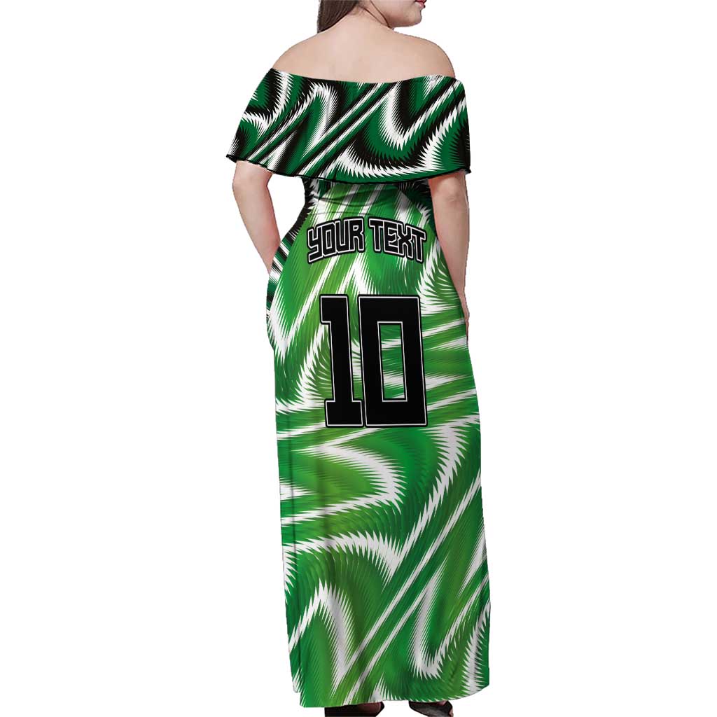 Custom Nigeria Football Family Matching Off Shoulder Maxi Dress and Hawaiian Shirt Sporty Super Eagles