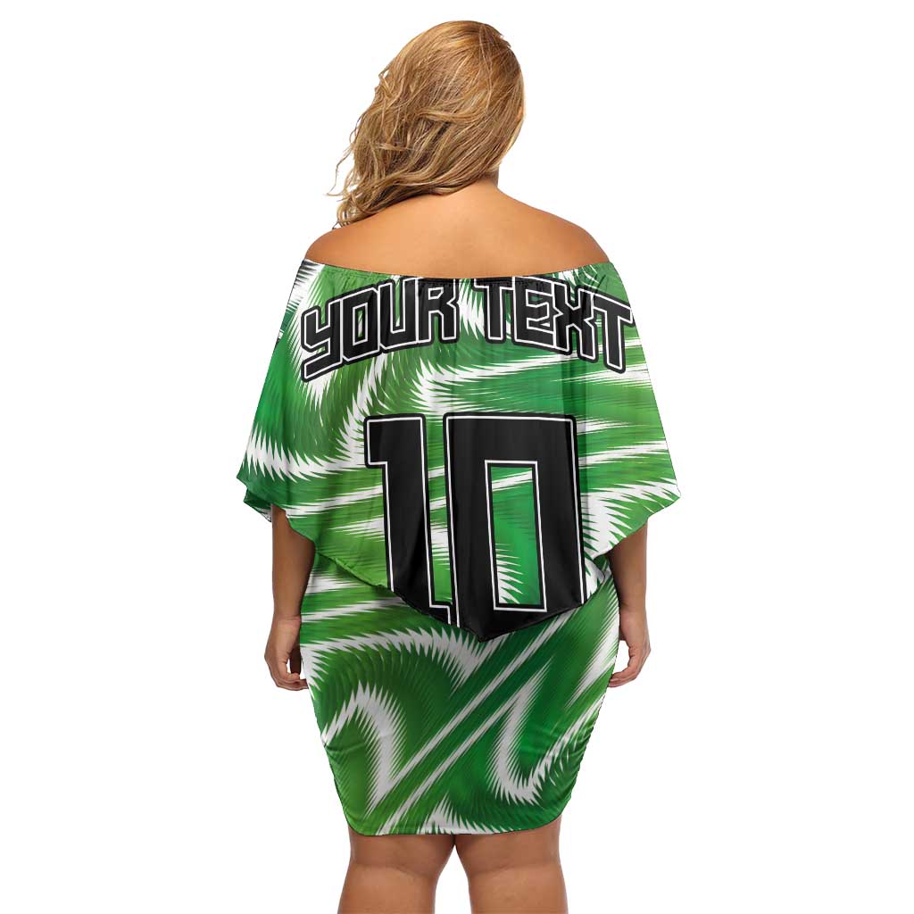 Custom Nigeria Football Family Matching Off Shoulder Short Dress and Hawaiian Shirt Sporty Super Eagles