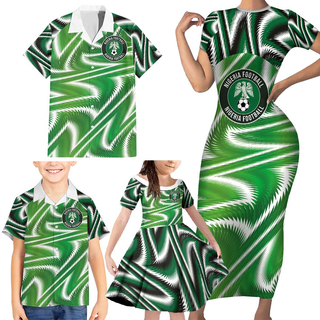 Custom Nigeria Football Family Matching Short Sleeve Bodycon Dress and Hawaiian Shirt Sporty Super Eagles