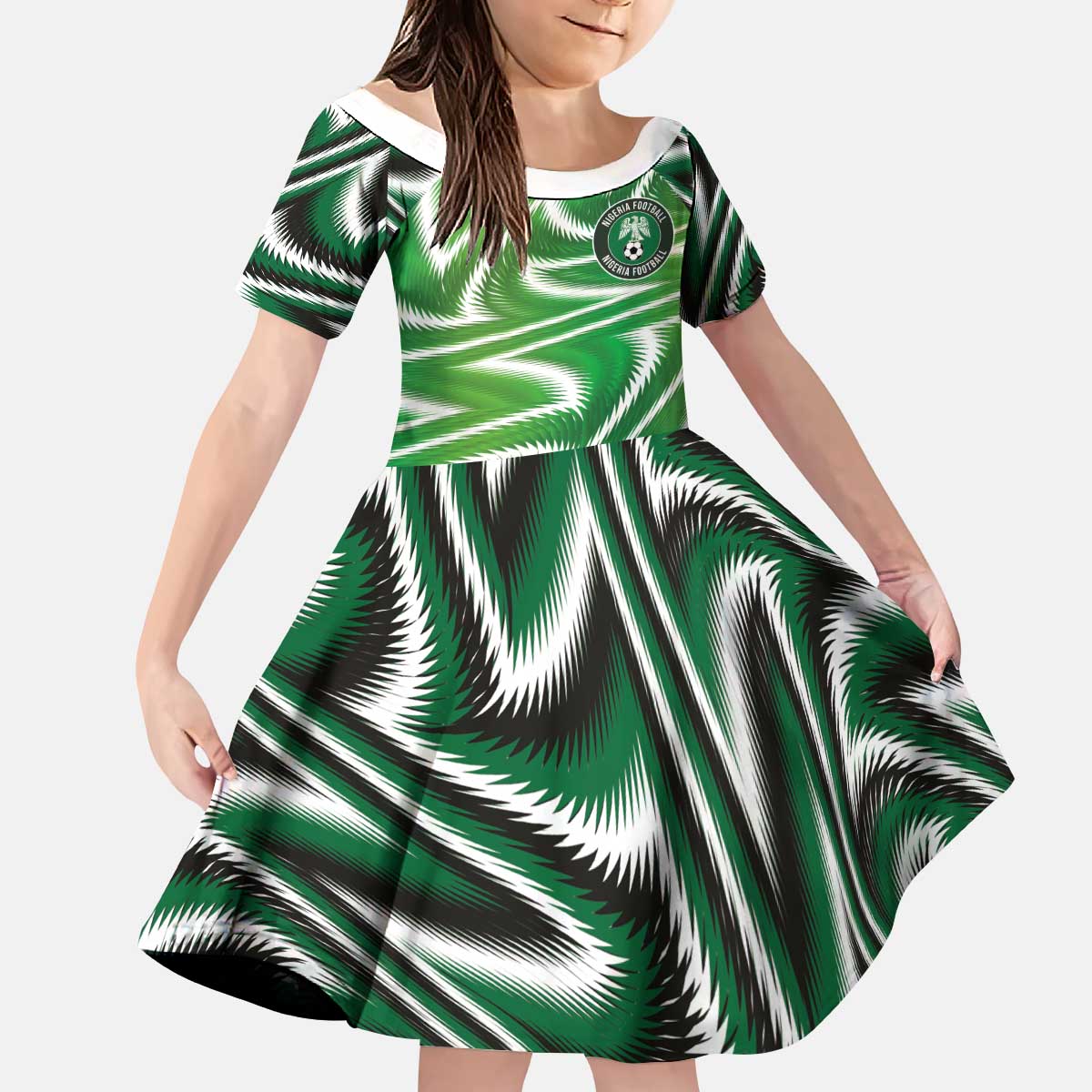 Custom Nigeria Football Kid Short Sleeve Dress Sporty Super Eagles