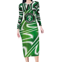 Custom Nigeria Football Long Sleeve Bodycon Dress Sporty Super Eagles