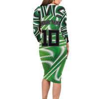 Custom Nigeria Football Long Sleeve Bodycon Dress Sporty Super Eagles