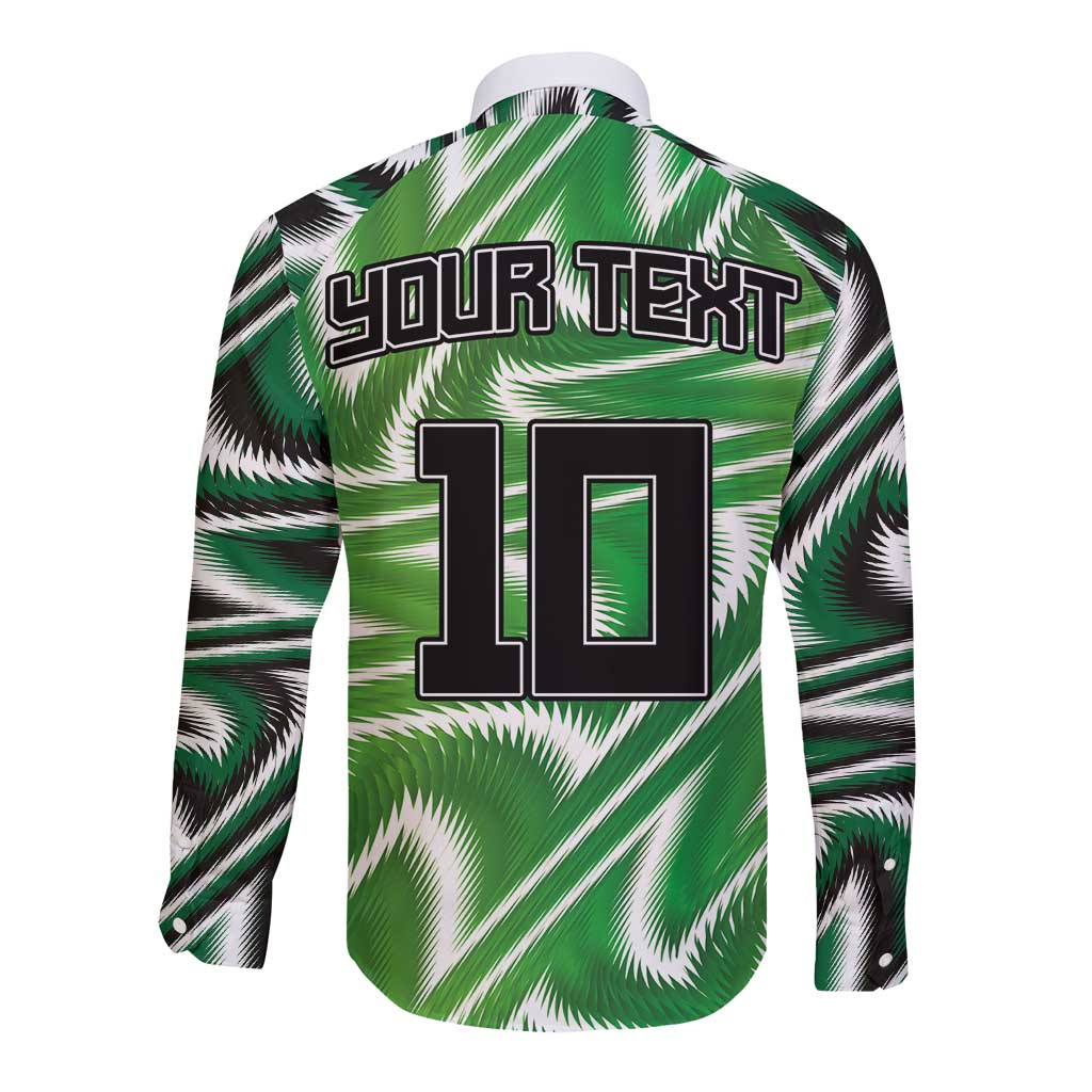 Custom Nigeria Football Long Sleeve Button Shirt Sporty Super Eagles