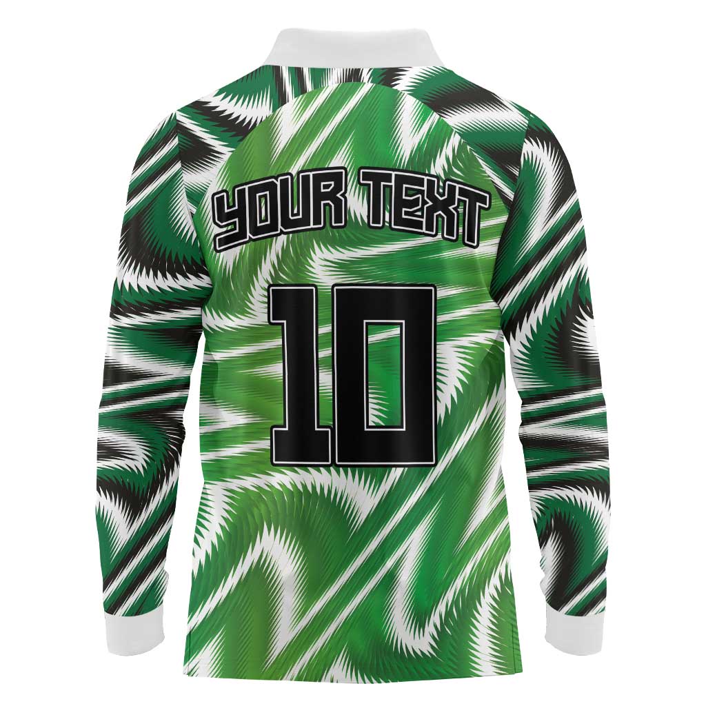 Custom Nigeria Football Long Sleeve Polo Shirt Sporty Super Eagles