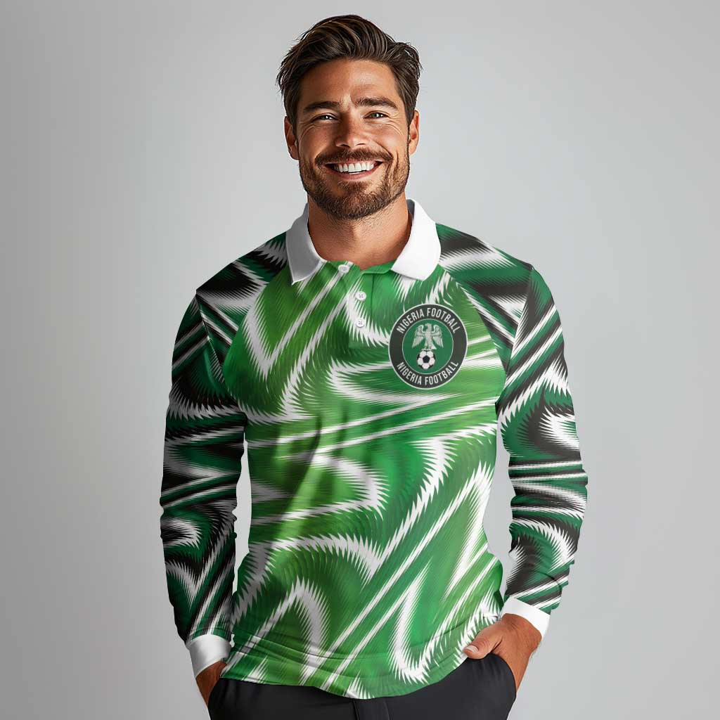 Custom Nigeria Football Long Sleeve Polo Shirt Sporty Super Eagles
