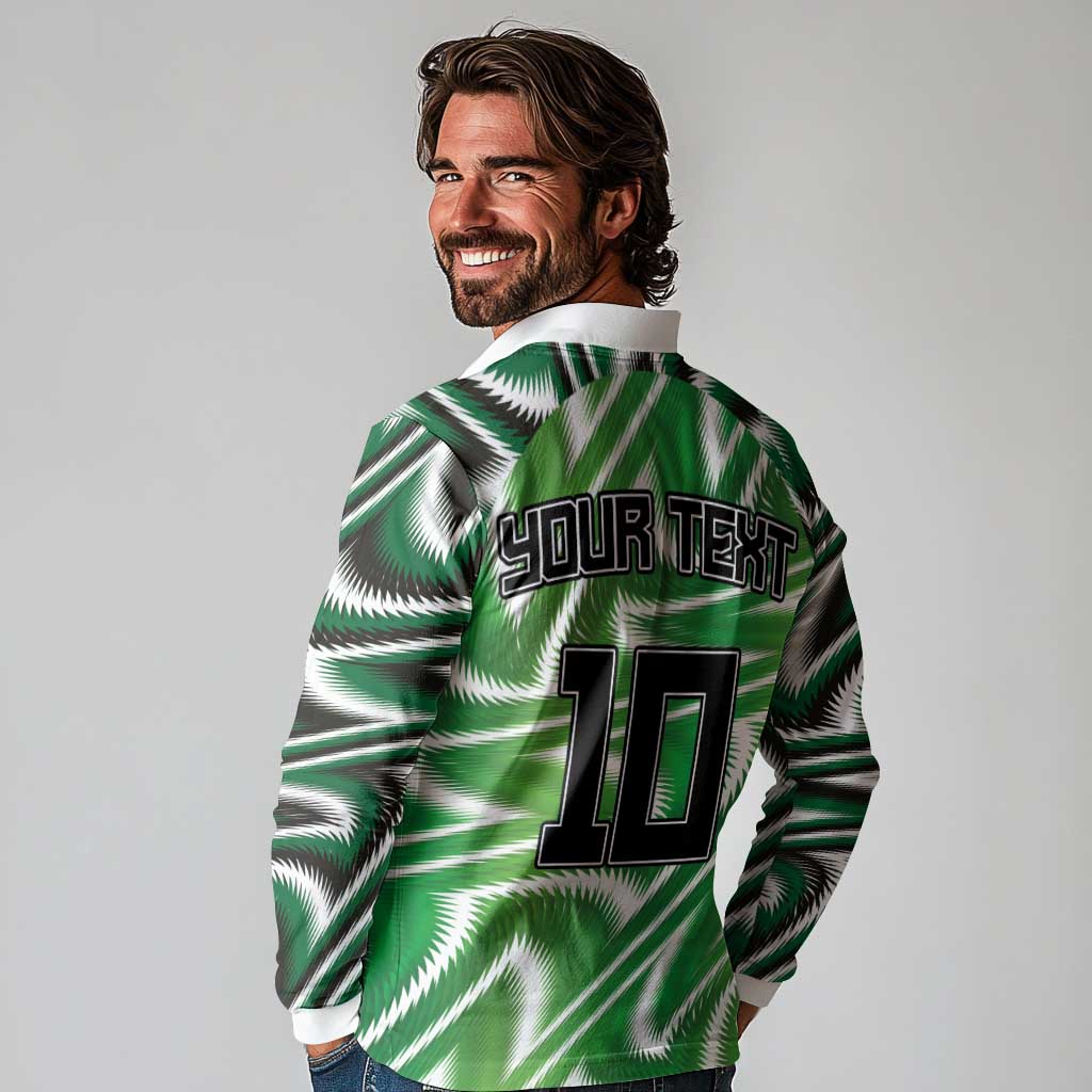 Custom Nigeria Football Long Sleeve Polo Shirt Sporty Super Eagles