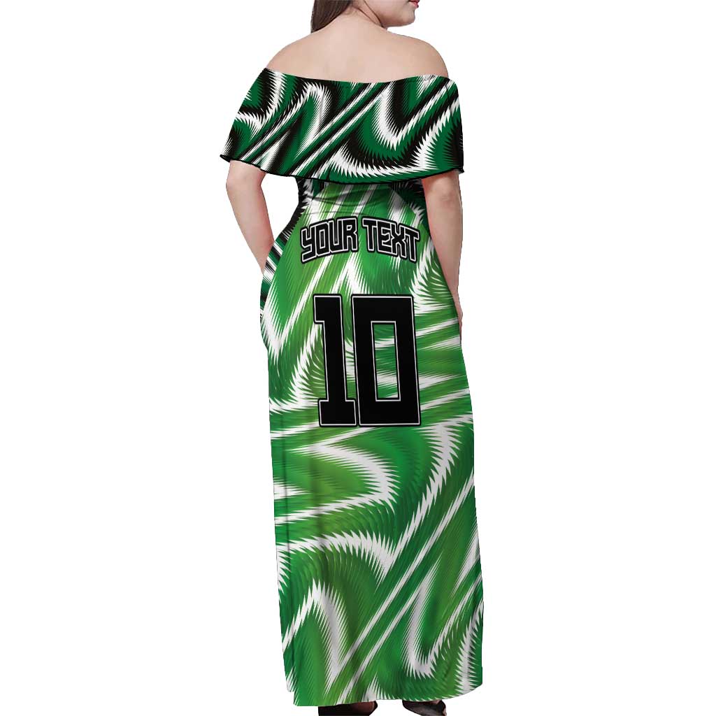 Custom Nigeria Football Off Shoulder Maxi Dress Sporty Super Eagles