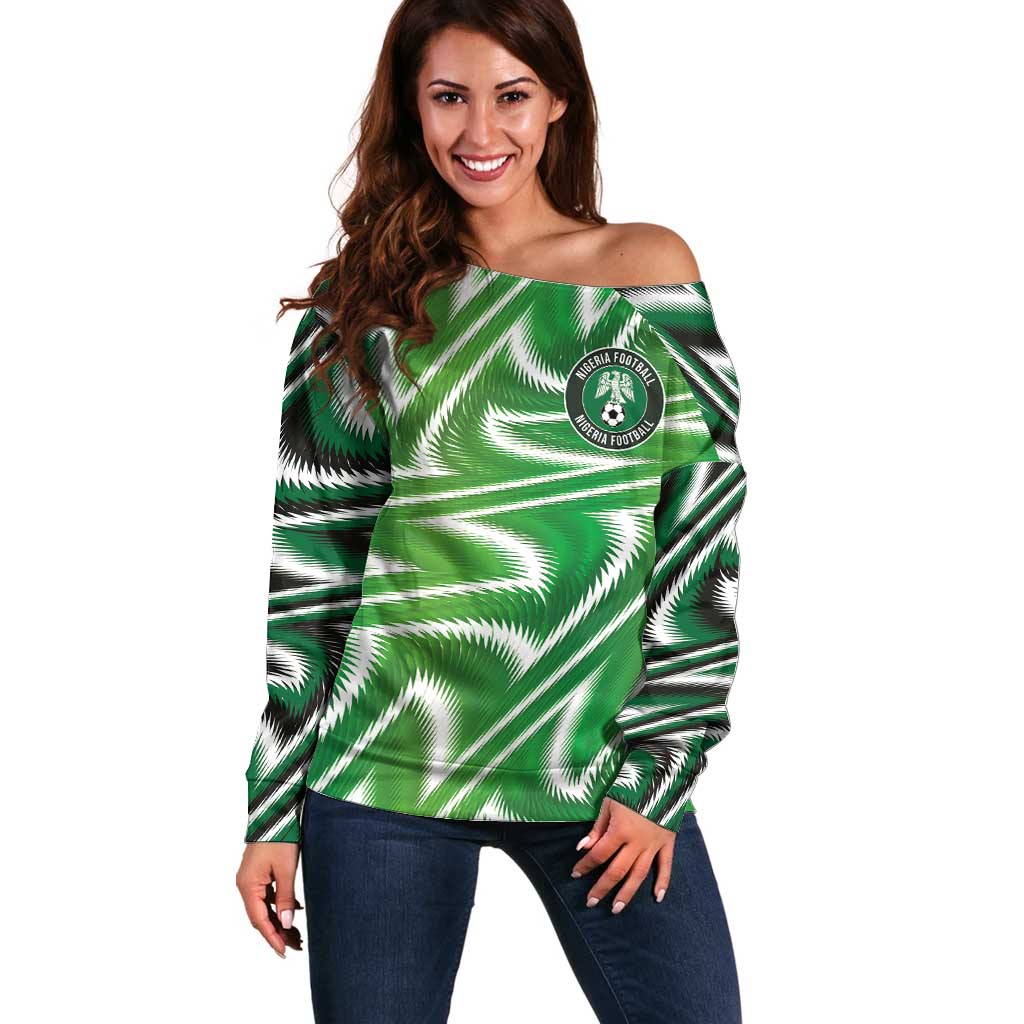 Custom Nigeria Football Off Shoulder Sweater Sporty Super Eagles