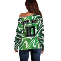Custom Nigeria Football Off Shoulder Sweater Sporty Super Eagles