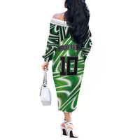 Custom Nigeria Football Off The Shoulder Long Sleeve Dress Sporty Super Eagles
