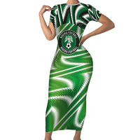 Custom Nigeria Football Short Sleeve Bodycon Dress Sporty Super Eagles