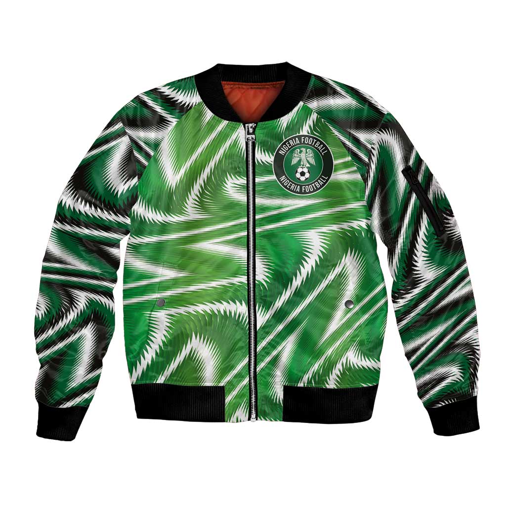 Custom Nigeria Football Sleeve Zip Bomber Jacket Sporty Super Eagles