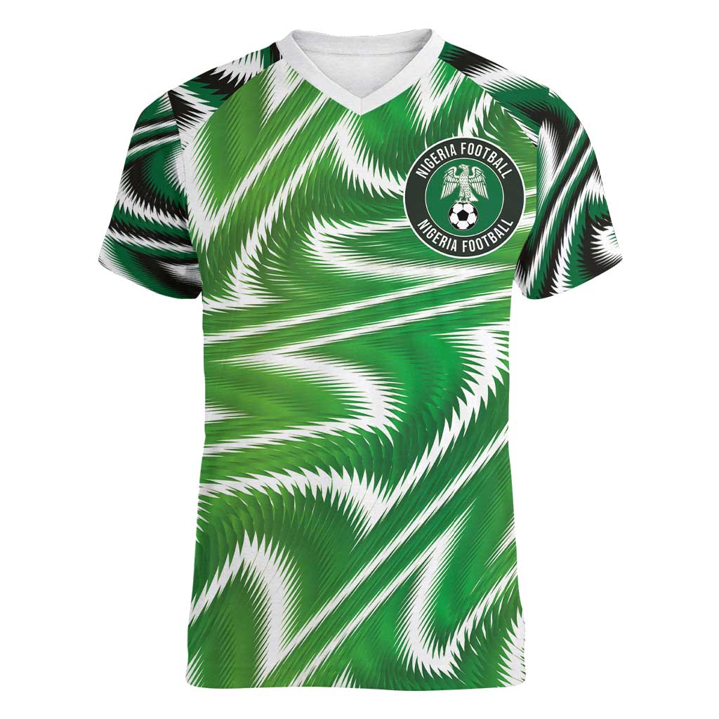Custom Nigeria Football Women V-Neck T-Shirt Sporty Super Eagles