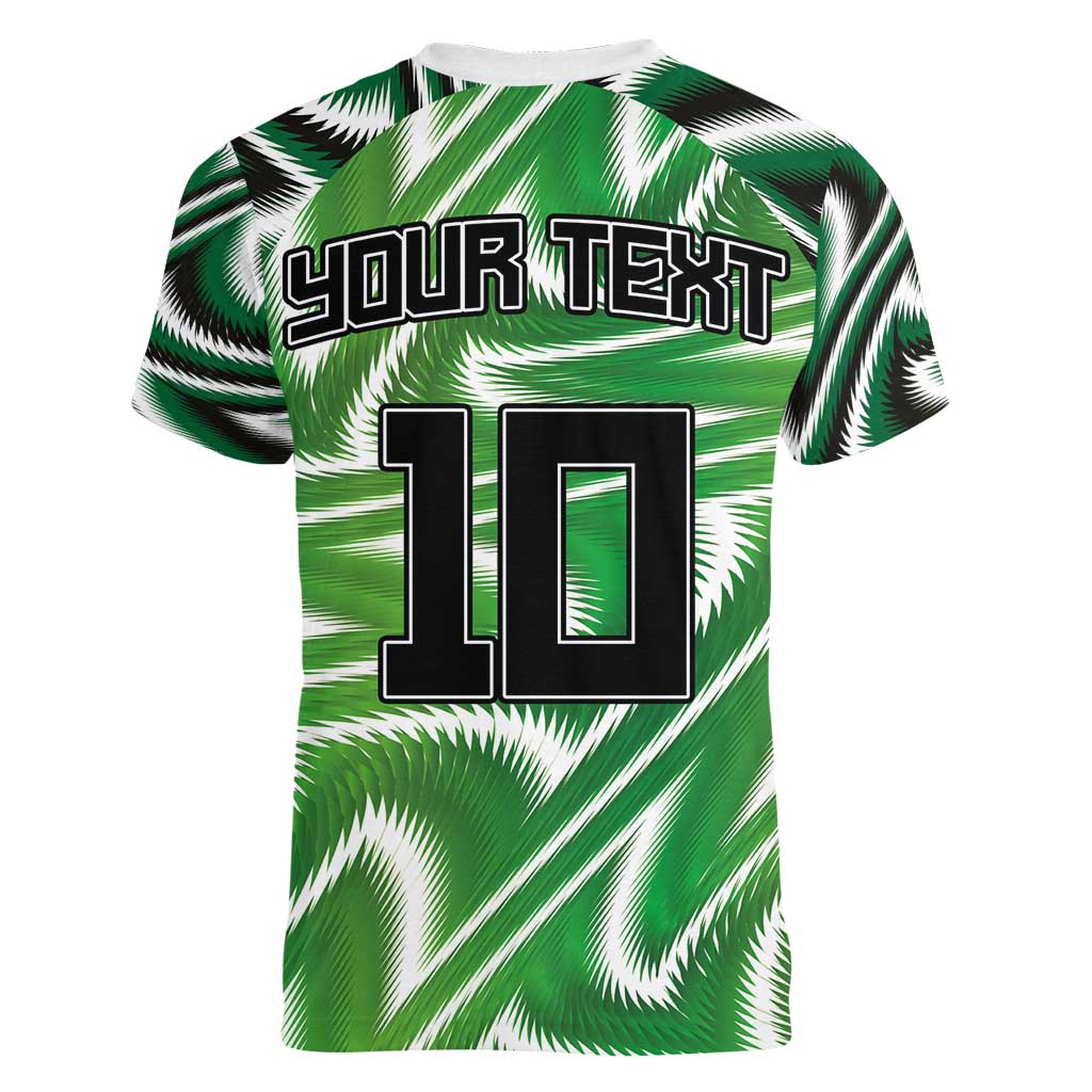 Custom Nigeria Football Women V-Neck T-Shirt Sporty Super Eagles