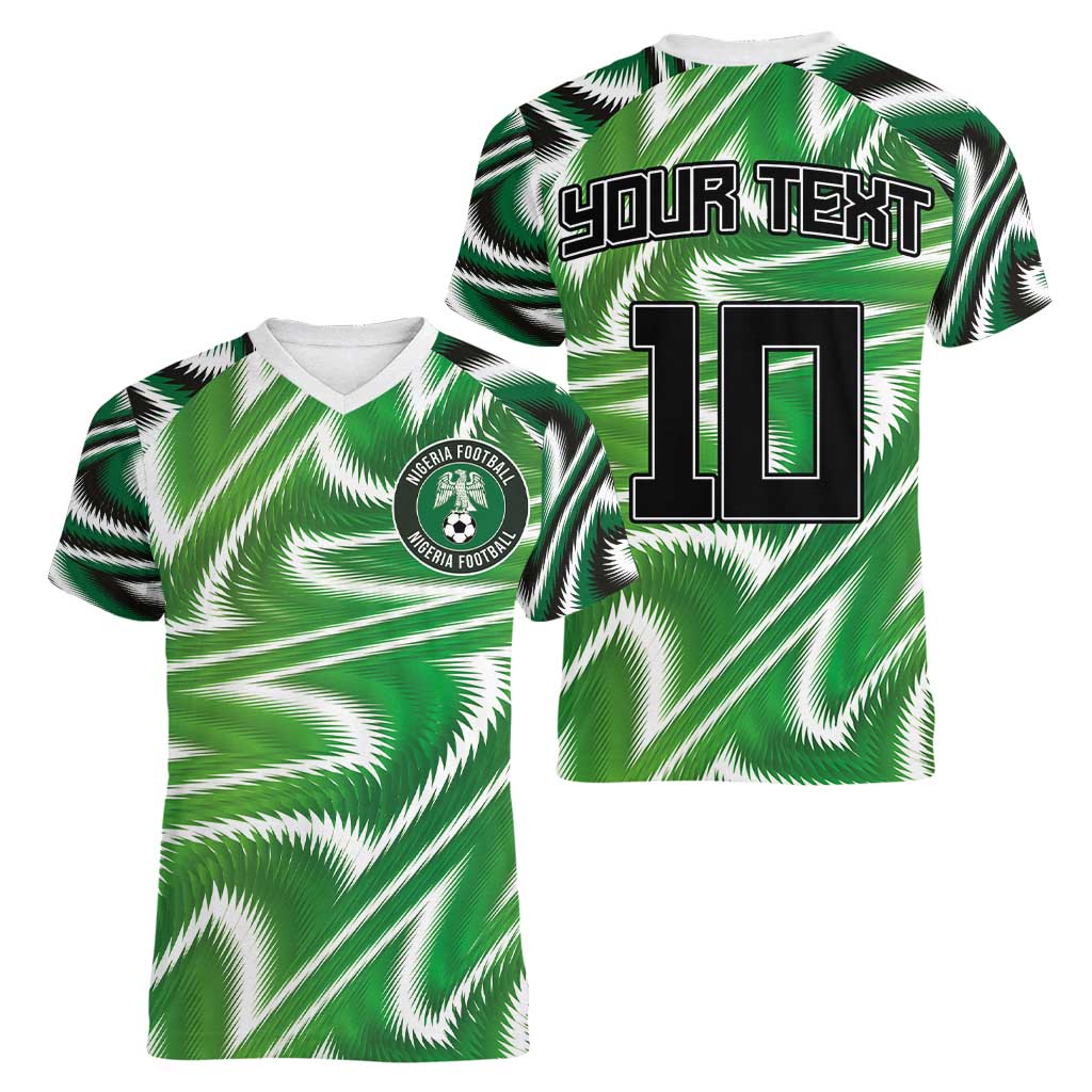 Custom Nigeria Football Women V-Neck T-Shirt Sporty Super Eagles