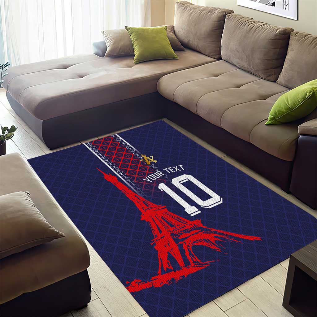 Custom Midnight Navy Football Area Rug Paris Architectural Heritage Style - Wonder Print Shop