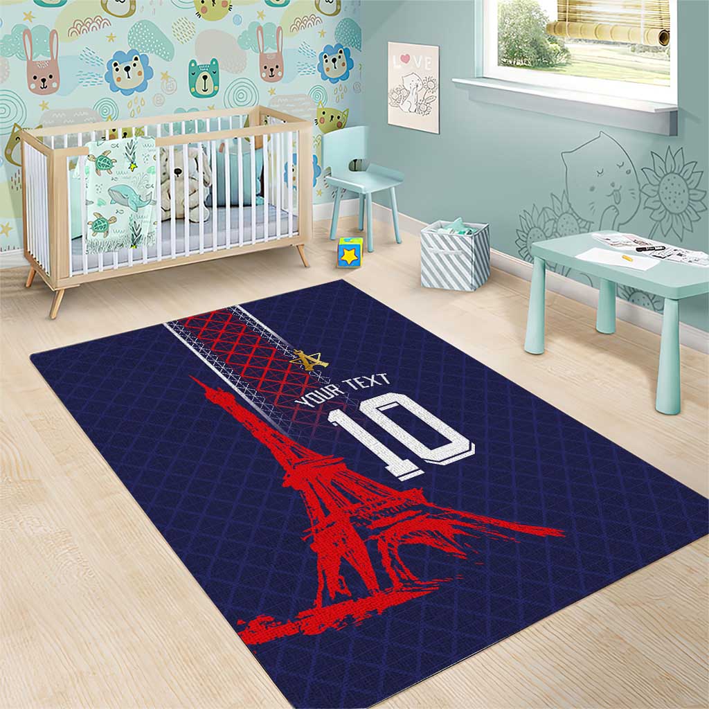 Custom Midnight Navy Football Area Rug Paris Architectural Heritage Style - Wonder Print Shop