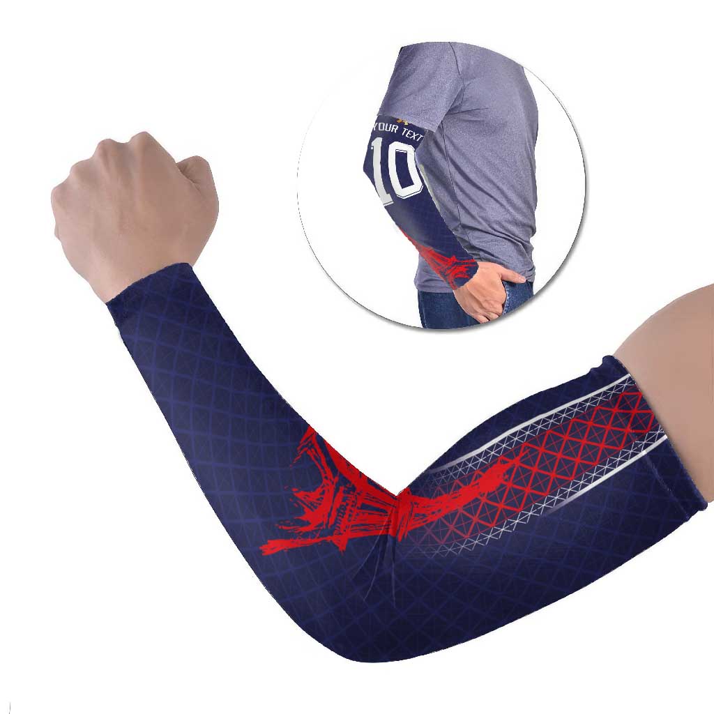 Custom Midnight Navy Football Arm Sleeves Paris Architectural Heritage Style - Wonder Print Shop