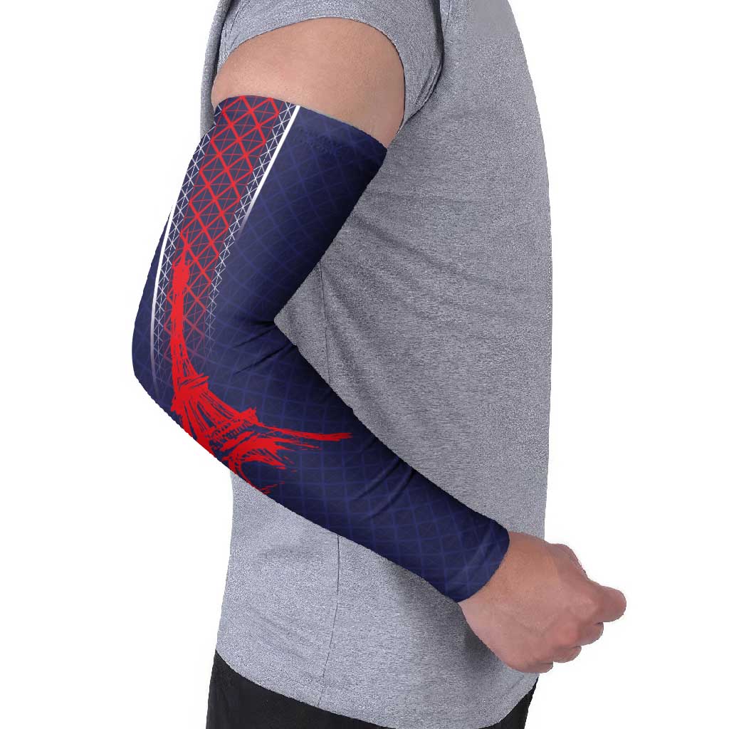 Custom Midnight Navy Football Arm Sleeves Paris Architectural Heritage Style - Wonder Print Shop