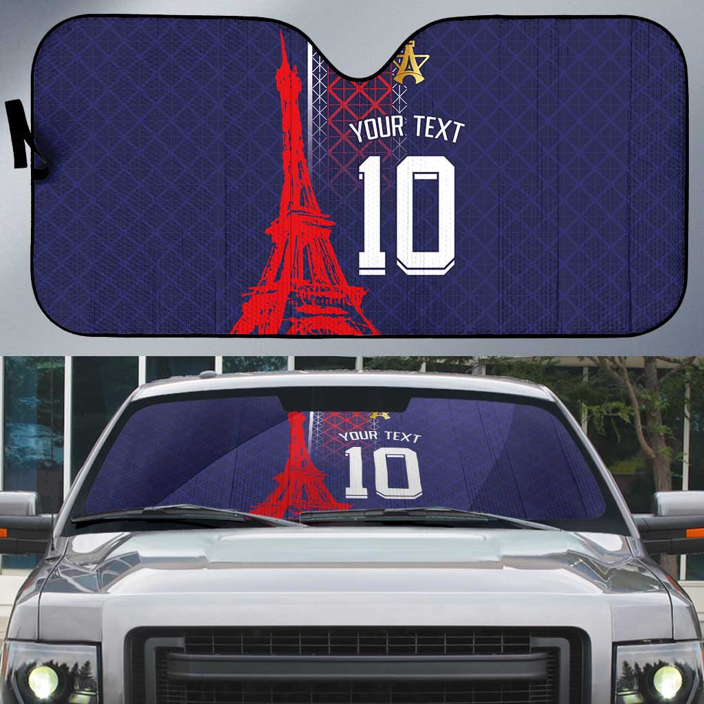 Custom Midnight Navy Football Auto Sun Shade Paris Architectural Heritage Style - Wonder Print Shop