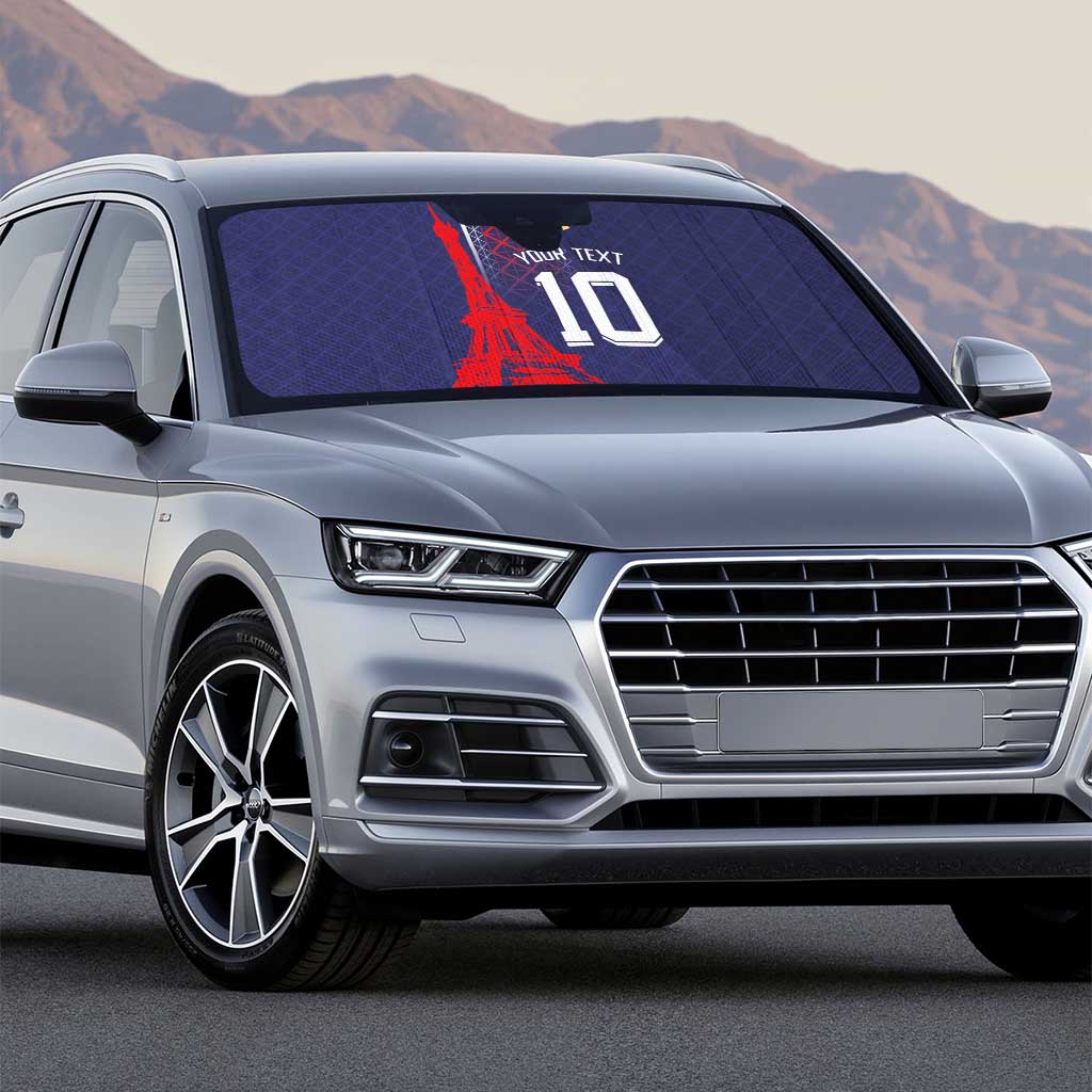 Custom Midnight Navy Football Auto Sun Shade Paris Architectural Heritage Style - Wonder Print Shop