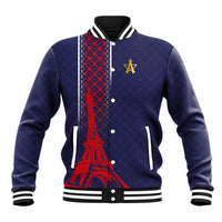 Custom Midnight Navy Football Baseball Jacket Paris Architectural Heritage Style - Wonder Print Shop