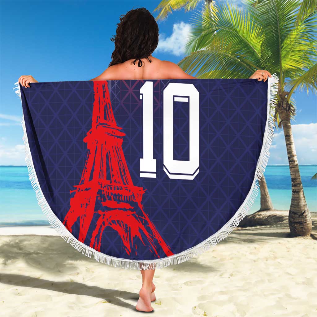 Custom Midnight Navy Football Beach Blanket Paris Architectural Heritage Style - Wonder Print Shop