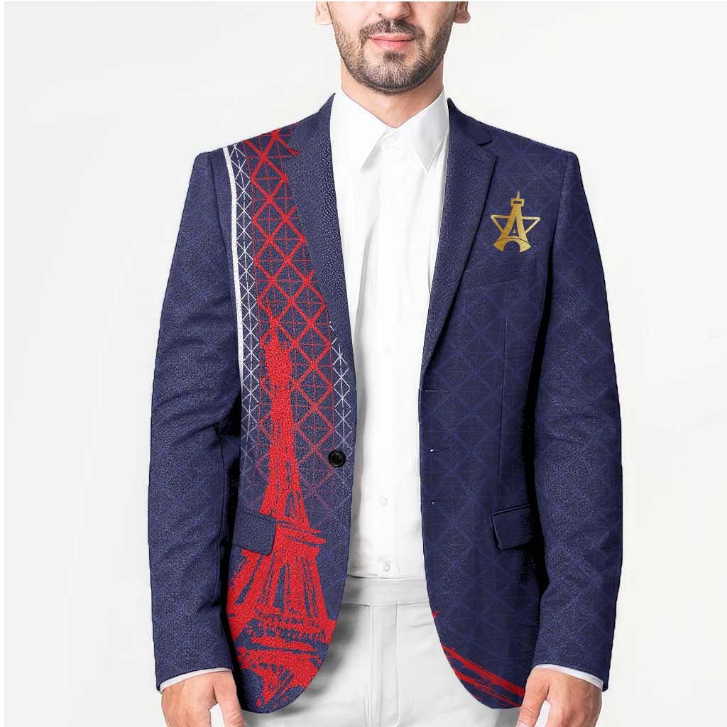 Custom Midnight Navy Football Blazer Paris Architectural Heritage Style - Wonder Print Shop