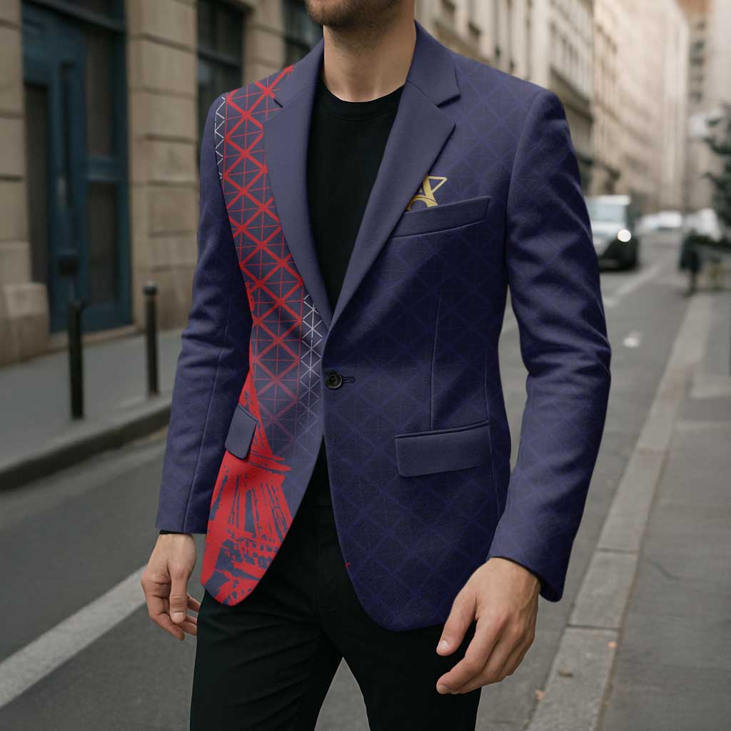 Custom Midnight Navy Football Blazer Paris Architectural Heritage Style - Wonder Print Shop